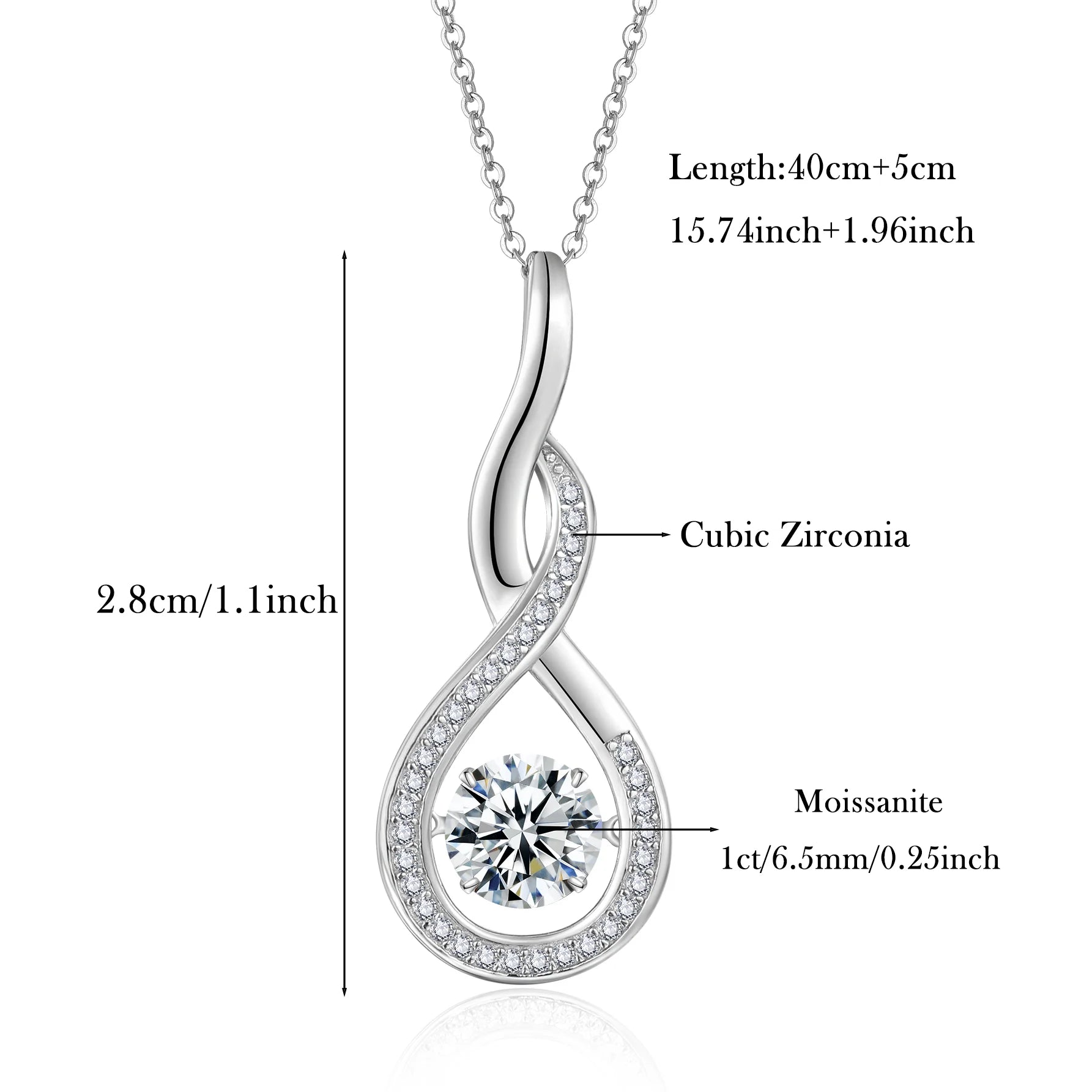 Moissanite pendant necklace smart model, 925 sterling silver, for your lover - Uknowucme