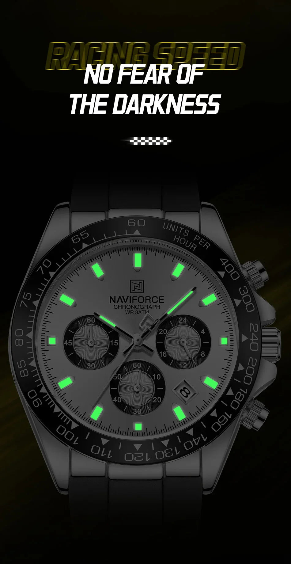 NAVIFORCE NF8054 Original Watches For Men Silicone Band Casual Sport Chronograph Luminous Wristwatch Relogio Masculino Male Gift - Uknowucme