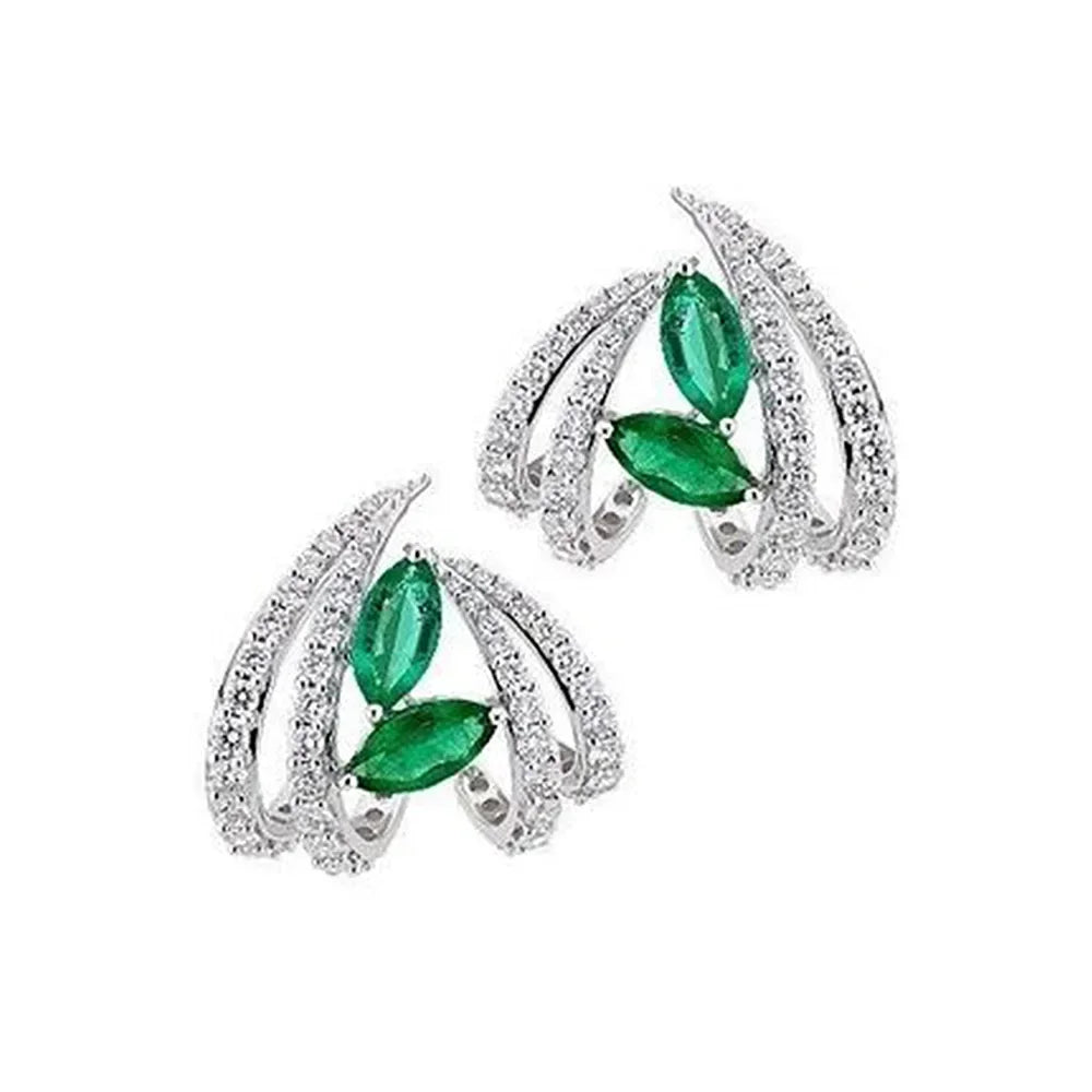 2025 Geometric Green CZ Sparkling Cubic Zirconia Earrings, Suitable for Women's Wedding Parties, Elegant  Jewelry - Uknowucme