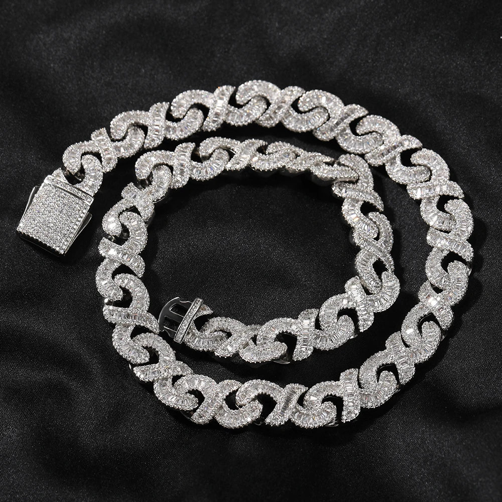 Uwin 12mm Infinity Chain Baguette Cuban Necklace Cubic Zirconia Micropave Charm y2k Jewelry Women Accessories Gifts - Uknowucme