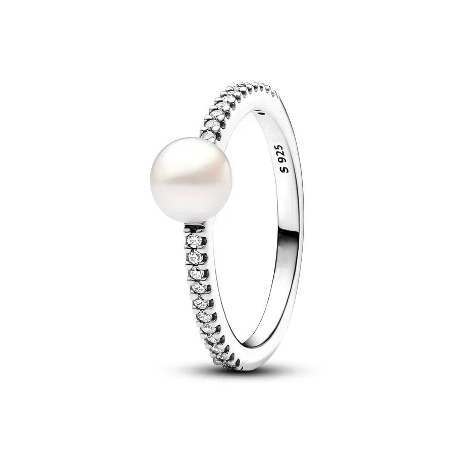 2024 New 925 Sterling Silver pretty Black Sparkling Row Eternity Overlapping Band Treated Freshwater Cultured Pearls Open Ring - Uknowucme