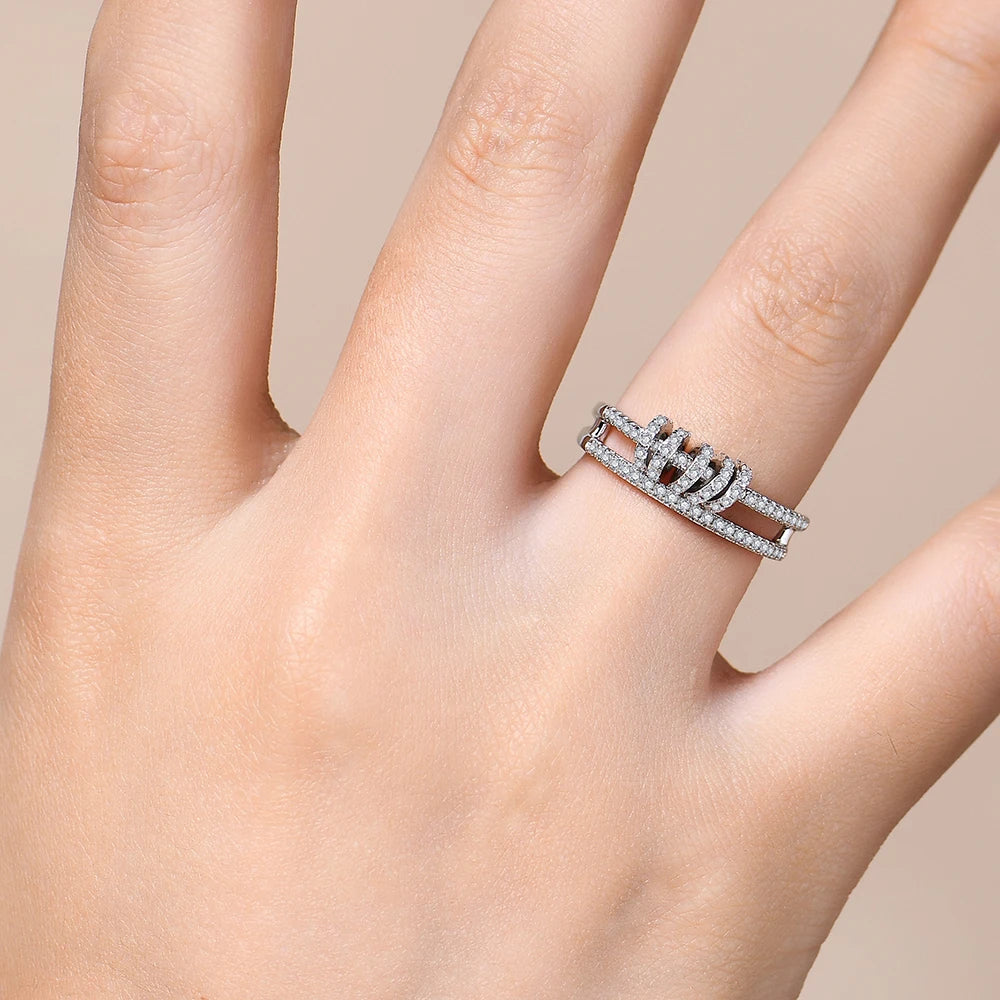 CHARMING Customize Full Moissanite Ring Brilliant Lab Diamond 925 Sterling Sliver Gold for Women Plated Wholesale Fine Jewelry - Uknowucme