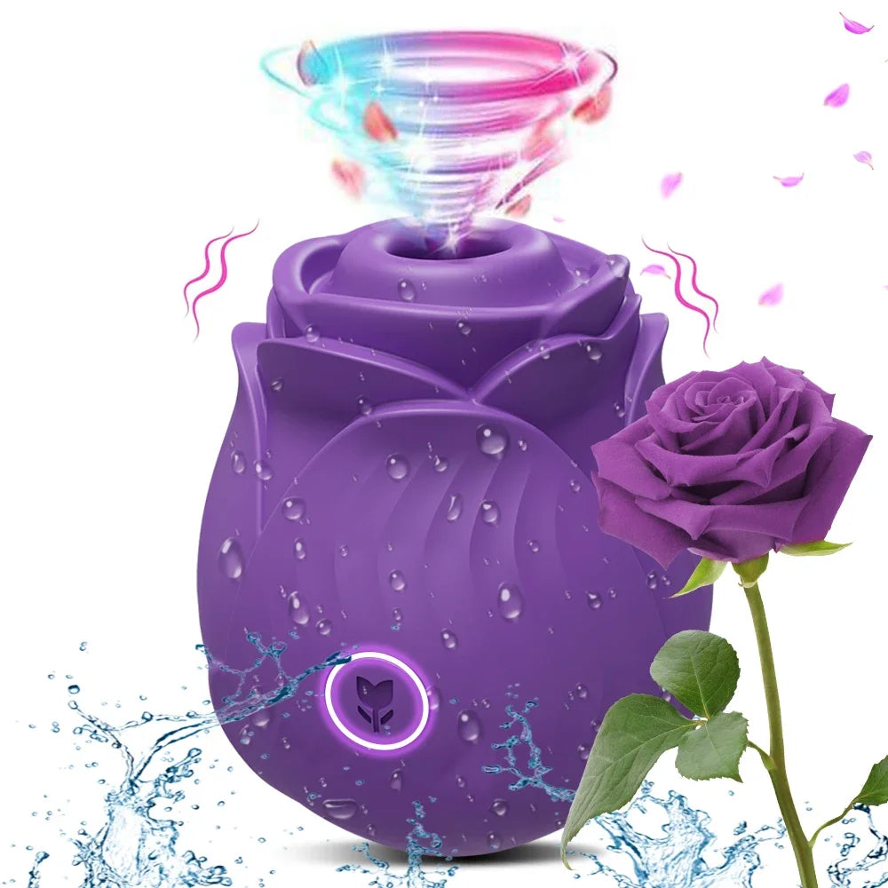Rose Sucking Vibrator Women Masturbator Nipple Penetration Vagina Vibrator Sucker Dildo Masturbators 2 in 1 Sexy Shop Products