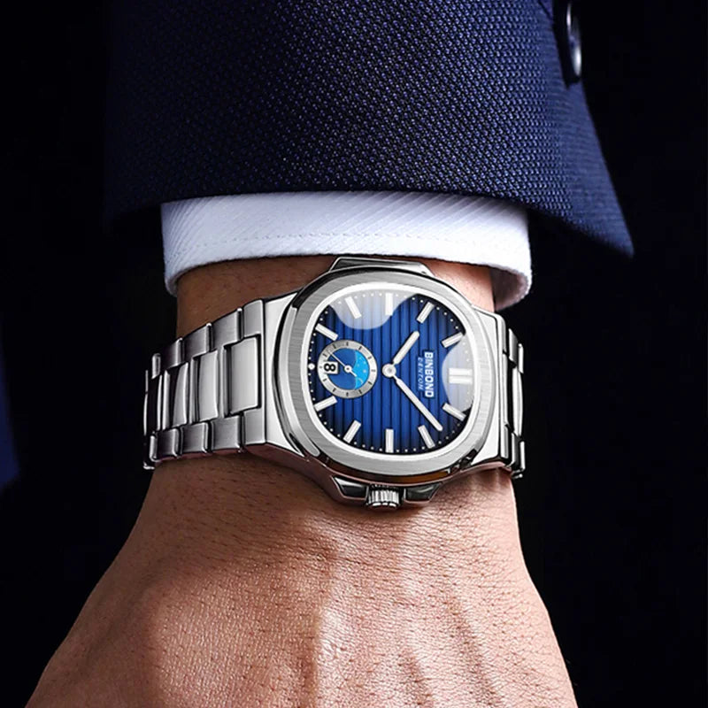 BINBOND Luxury Men Wristwatch Business Waterproof Luminous Date Man Watch Stainless Steel Men's Quartz Watches Relogio Masculino - Uknowucme