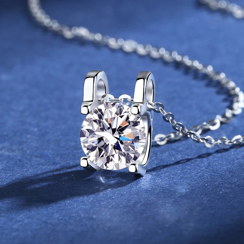 925 Sterling Silver Necklace Pendant 100% Real Moissanite For Women Fashion Clavicle Chain Necklaces Wedding Party Jewelry Gift - Uknowucme