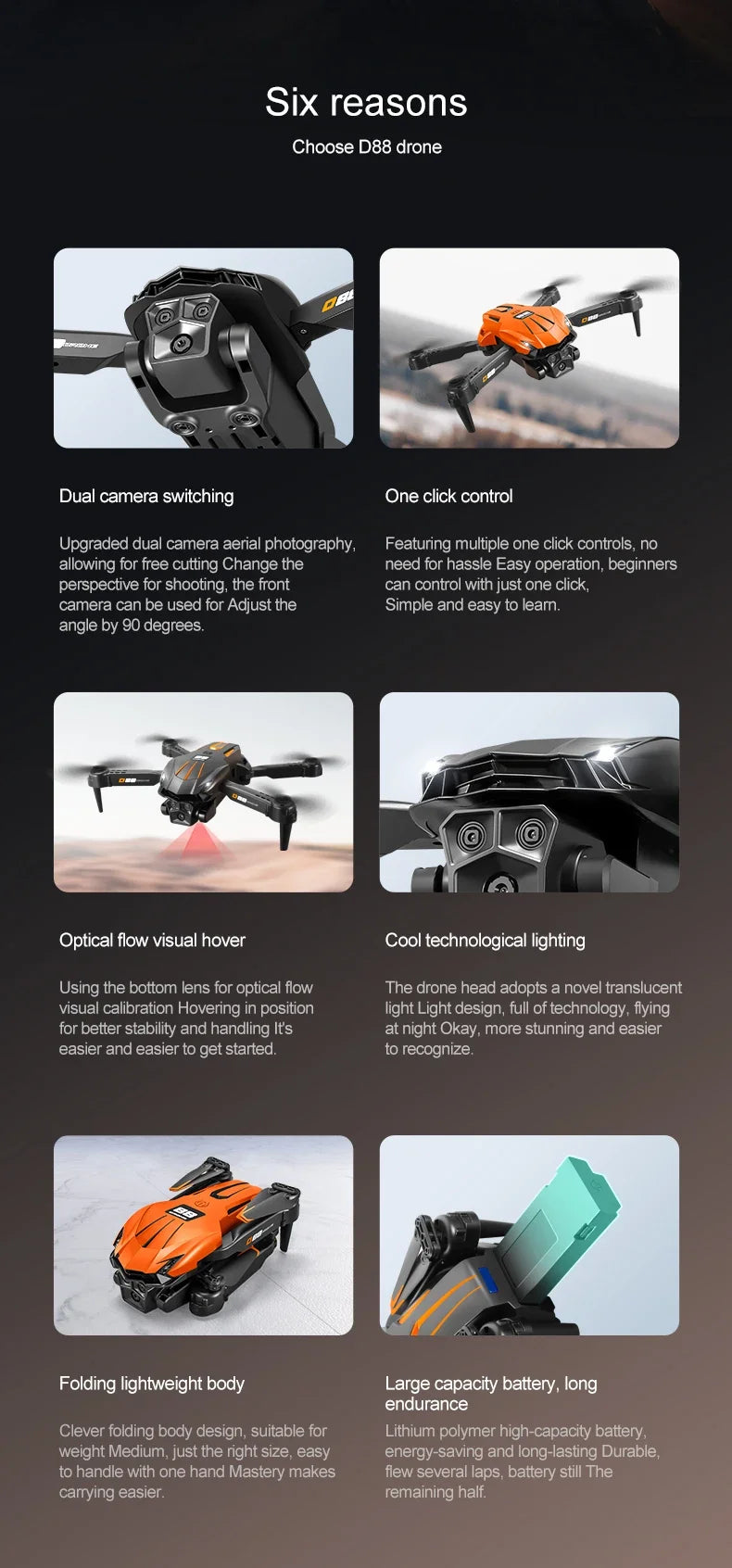 Xiaomi D88 Drone 8K Aerial HD Dual Camera Photography Intelligent Obstacle Avoidance Brushless Power 5G WIFI GPS Return VR Drone