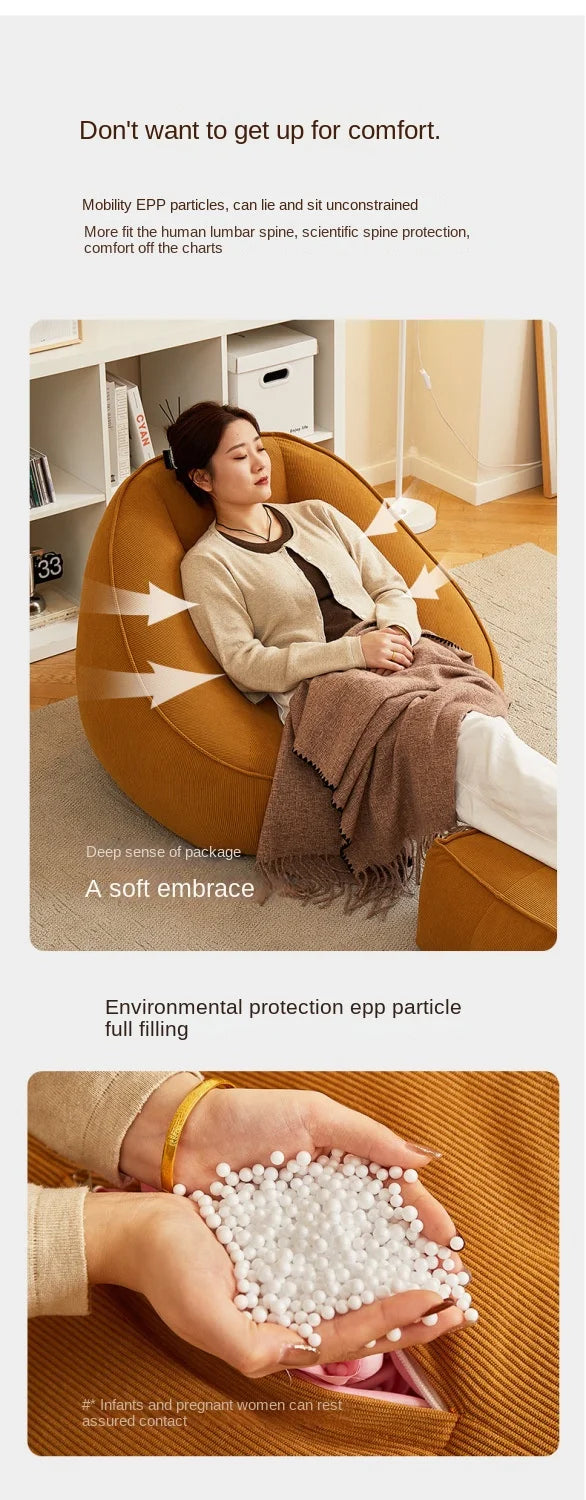 X&D Bean Bag Lazy Corduroy Comfortable Sofa Single Bed Tatami Bedroom Balcony Casual Lightweight Small Sofa Living Room 2024 New - Uknowucme
