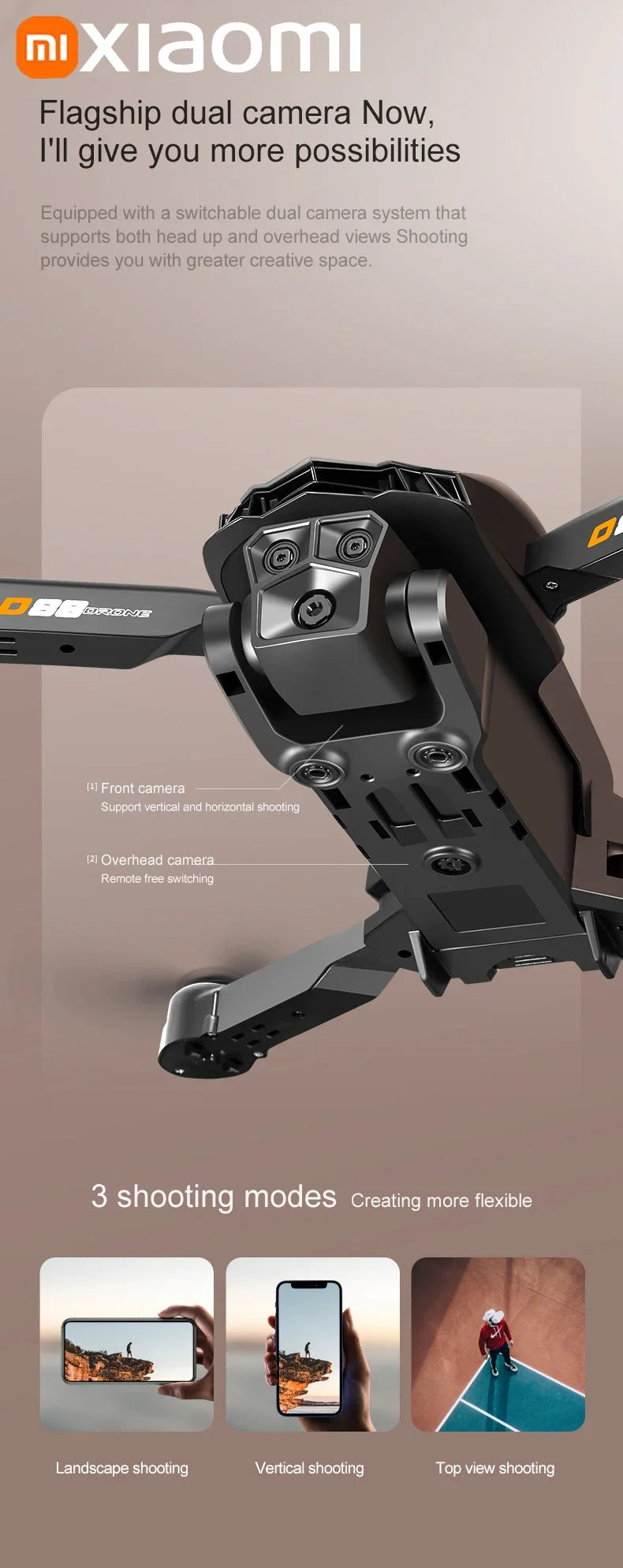 Xiaomi D88 Drone 8K Aerial HD Dual Camera Photography Intelligent Obstacle Avoidance Brushless Power 5G WIFI GPS Return VR Drone