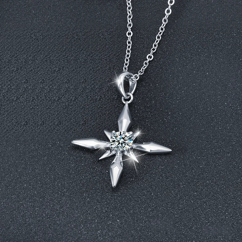 Moissanite Star Pendant Necklace Exquisite Sterling Silver S925 Clavicle Necklace, Elegant Girlfriend Gift, Light Luxury Jewelry - Uknowucme