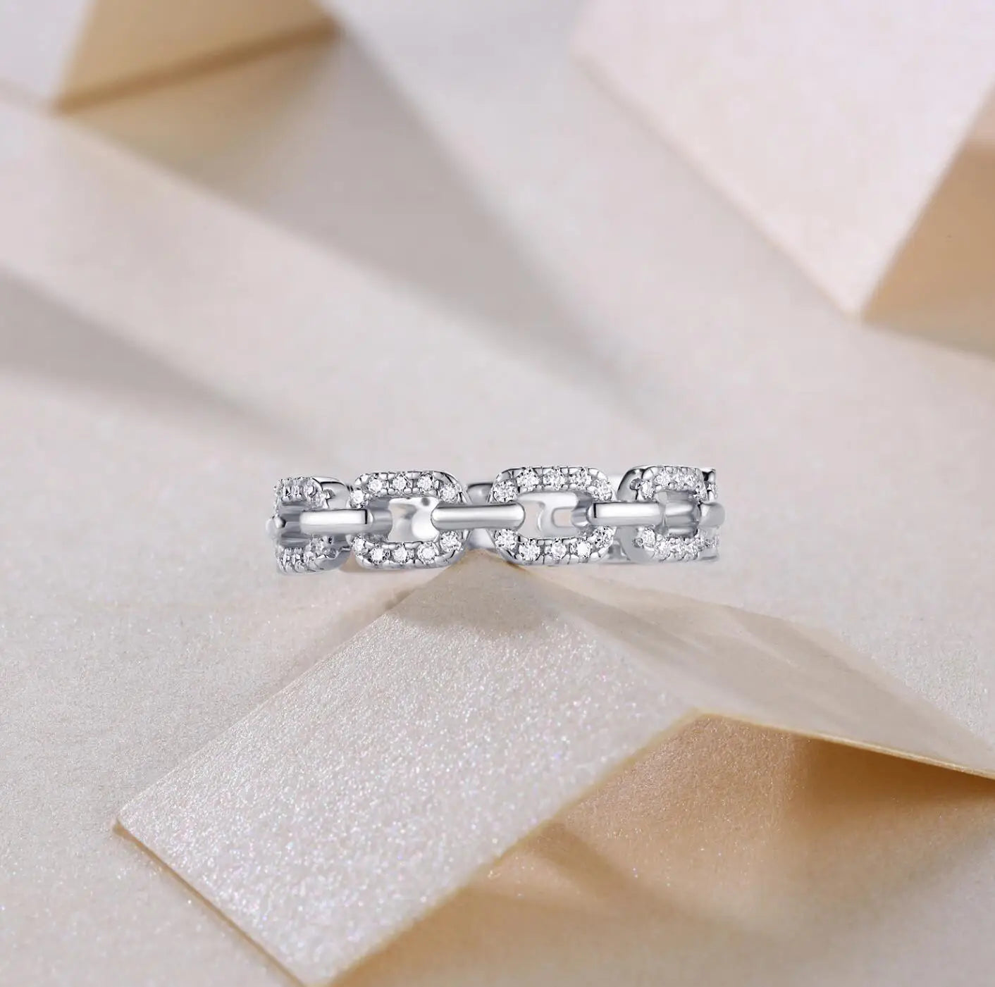 2024 Classic Moissanite Twist Chain Rings For Women Real 925 Silver Elegant Couple Finger Ring Wedding Jewelry Gift Bijoux Femme - Uknowucme