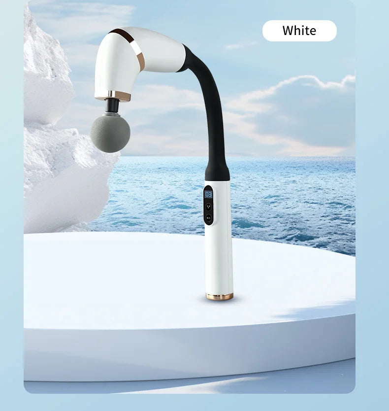 Massage Gun with Upgraded Extended Handle U-Shaped Back Massager Deep Tissue with 4 Massage Heads Fascia Gun Muscle Relaxation