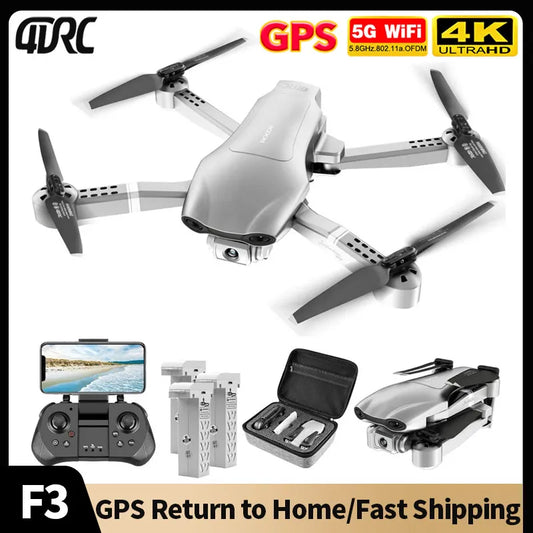 4DRC F3 GPS Drone 4k Professional FPV Live Video Drones with 1080P HD Dual Camera Foldable RC Quadcopter Toys Auto Return Home