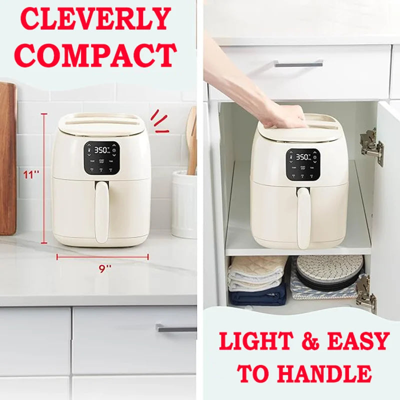 Ceramic Air Fryer Oven, 2.6 Quart, Compact, Cook Healthier Meals, Nonstick Surface, Auto Shutoff, Digital Screen - Uknowucme