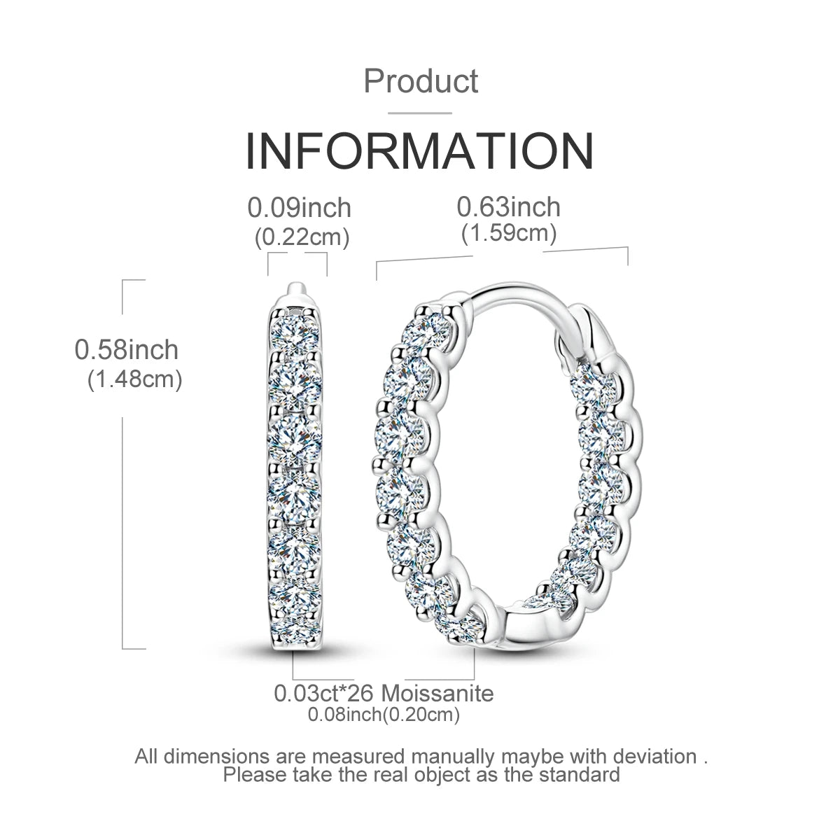 Moissanite Earring&Ring 925 Sterling Silver For Women Brilliant Diamond Wedding Engagement Jewelry - Uknowucme