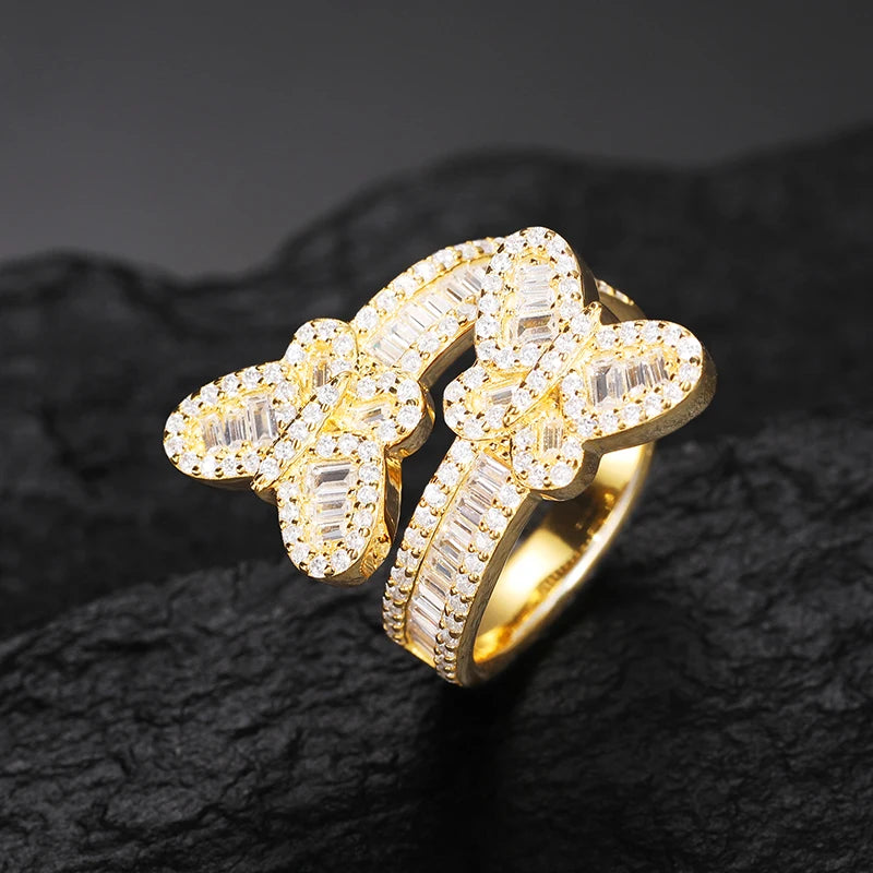 TUHE Unisex Custom letter Ring 925 Silver Skeleton Moissanite Iced Out Hip Hop Rings For Men Hip Hop Jewelry Gifts - Uknowucme