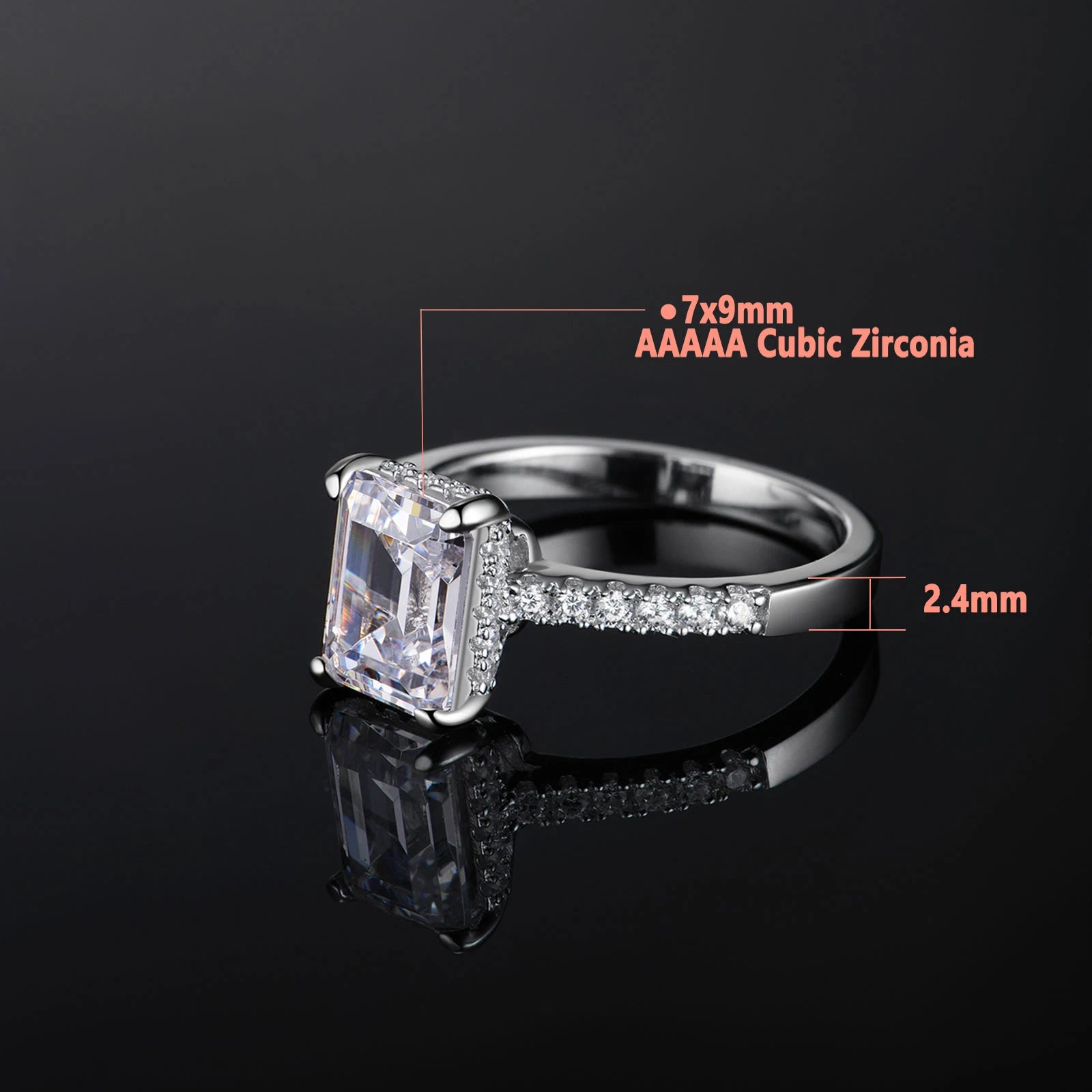Newshe Solid 925 Sterling Silver Engagement Ring for Women 3 Ct Emerald Cut Hide Halo Cubic Zircon Sparking Wedding Fine Jewelry - Uknowucme