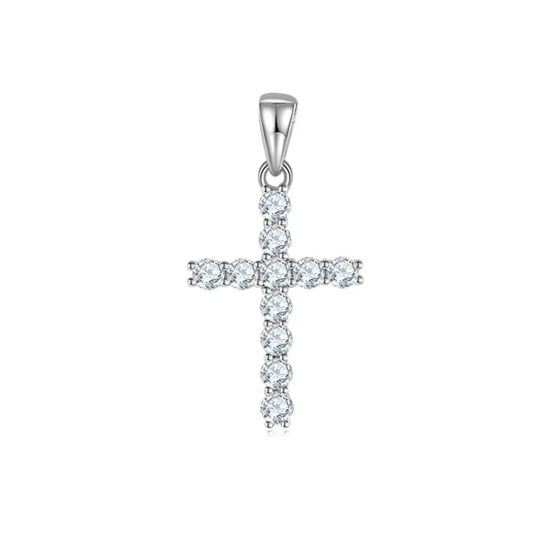 YinZheng Moissanite Jewelry 925 Sterling Silver Cross Pendant D VVS Diamond Moissanite Cross Pendant Hip Hop & Rock Religious - Uknowucme