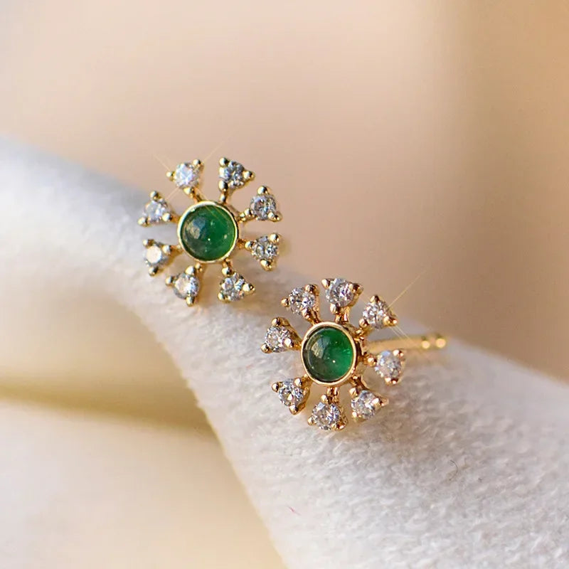 2025 Geometric Green CZ Sparkling Cubic Zirconia Earrings, Suitable for Women's Wedding Parties, Elegant  Jewelry - Uknowucme