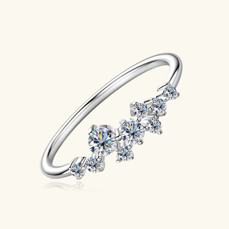 Moissanite Women'S Ring S925 Sterling Silver 18K Gold Electroplated Jewelry Ins Girl'S Daily Commute Gift For Her Best Friend - Uknowucme