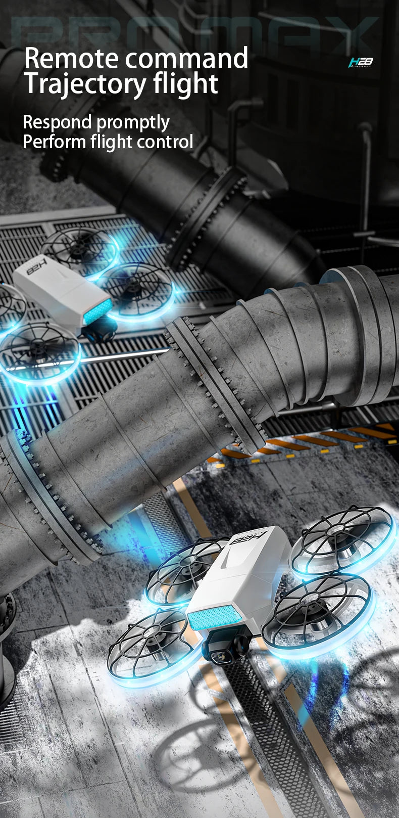 Drone H28 : gyroscope 6 axes pour un vol 360° stable, technologie 2,4 GHz, Automatic facial recognition photo-taking