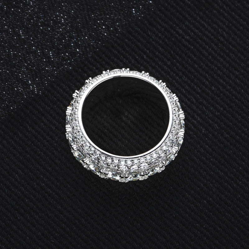 MossanRappr 11.6cttw Moissanite Iced out Diamond Ring 925 Sterling Silver High Quality and Fashion Jewelry for Men's Party Wear - Uknowucme