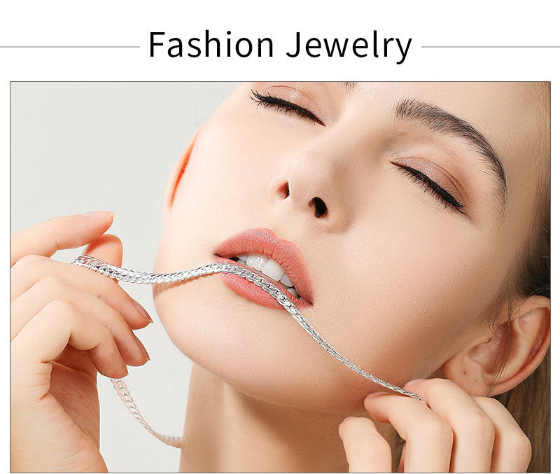 18K Gold/Silver Color 6mm Full Sideways Necklace 8/18/20/24 Inch Chain For Woman Men Fashion Wedding Engagement Jewelry - Uknowucme