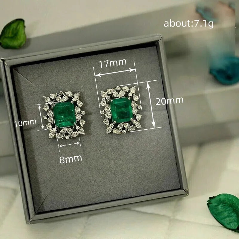 2025 Geometric Green CZ Sparkling Cubic Zirconia Earrings, Suitable for Women's Wedding Parties, Elegant  Jewelry - Uknowucme
