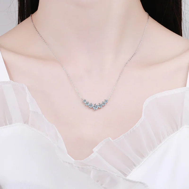 Moissanite Necklace For Woman Wedding Fine Jewely With Certificates 925 Sterling Sliver Plated 18k White Gold Necklace - Uknowucme