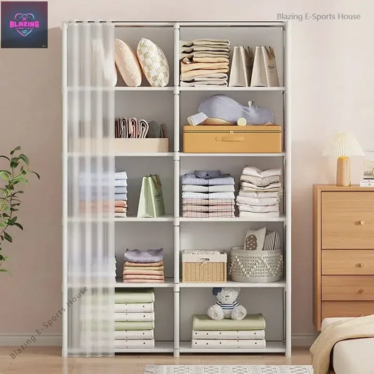 New Foldable Multi-layer Wardrobe Household Dustproof Wardrobe Simple Assembly DIY Storage Wardrobe Bedroom Open Storage Cabinet