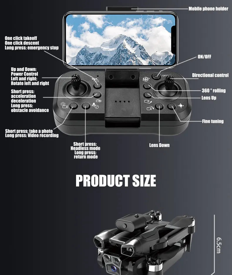 Drone aerial view brushless motor with obstacle avoidance optical flow foldable quadrotor foldable remote control airplane toy - Uknowucme