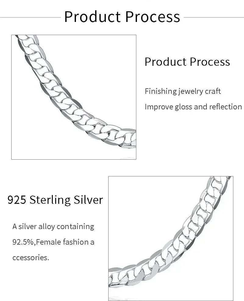 Wholesale Men's 925 Sterling Silver Necklace 2/4/6/8/10/12MM 40-75cm Chain Lobster Clasp Man Boy Women Engagement Jewelry - Uknowucme