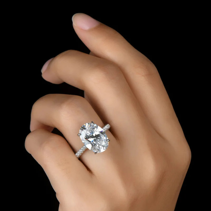 Moissanite Ring 100% Real 925 Sterling Silver Diamond Party Wedding Band Rings for Women Bridal Engagement Jewelry GRA Certified - Uknowucme