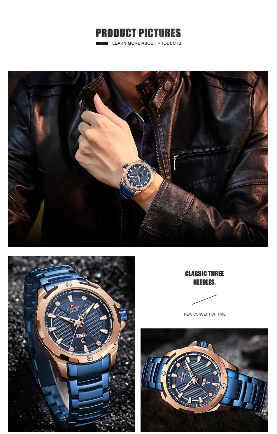 NAVIFORCE Men Luxury Wrist Watch Waterproof Business Male Watches Stainless Steel Casual Quartz Calendar Clock Relogio Masculino - Uknowucme