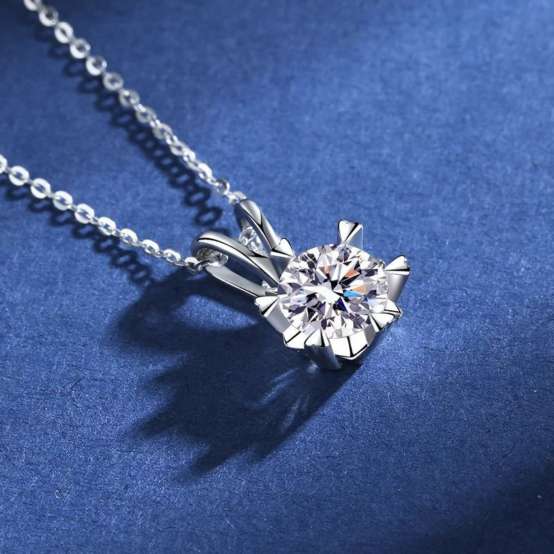 925 Sterling Silver Necklace Pendant 100% Real Moissanite For Women Fashion Clavicle Chain Necklaces Wedding Party Jewelry Gift - Uknowucme
