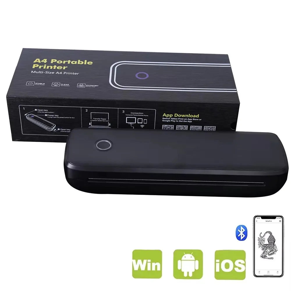 Portable Wireless Tattoo Transfer Stencil Printer Bluetooth No Ink 2550mAh Tattoo Thermal Printer Compatible with Phone & PC - Uknowucme