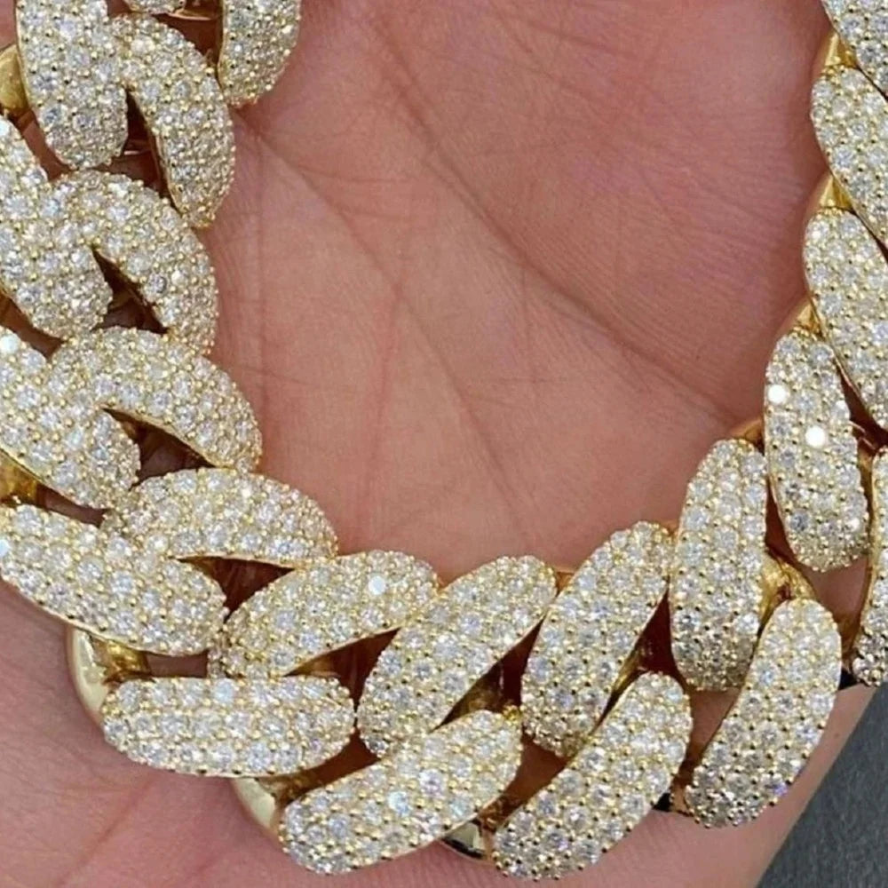 Hip Hop Jewelry Iced Out With Name/ 16mm Width Mens VVS Cuban Link Bracelet Moissanite