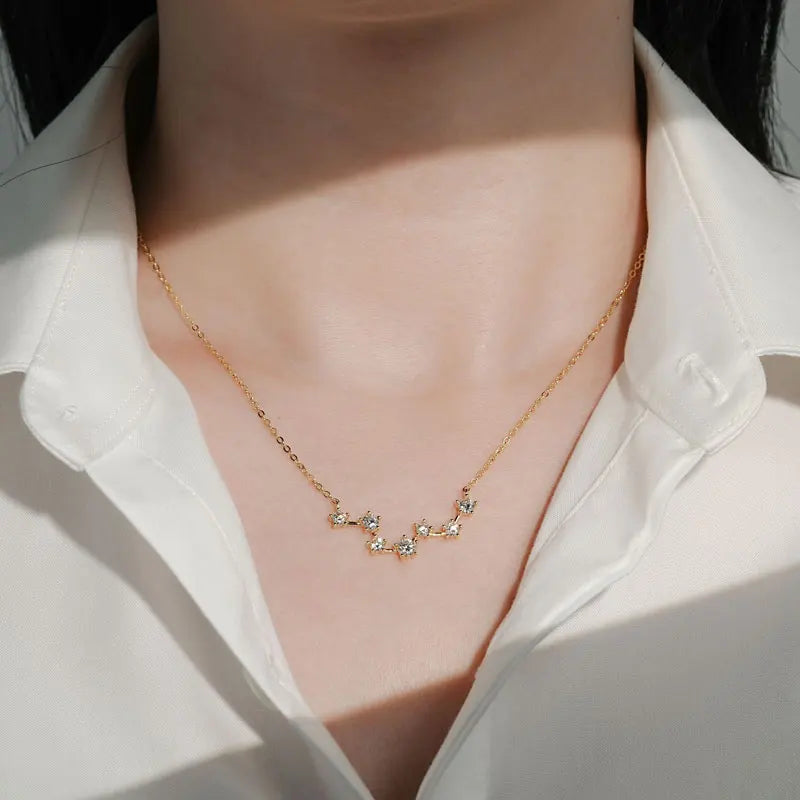 4Mm&3.5Mm&3Mm Round Moissanite Necklace For Women Fashion Pendant Necklace 18K White Gold 925 Sterling Silver Jewelry Gift - Uknowucme