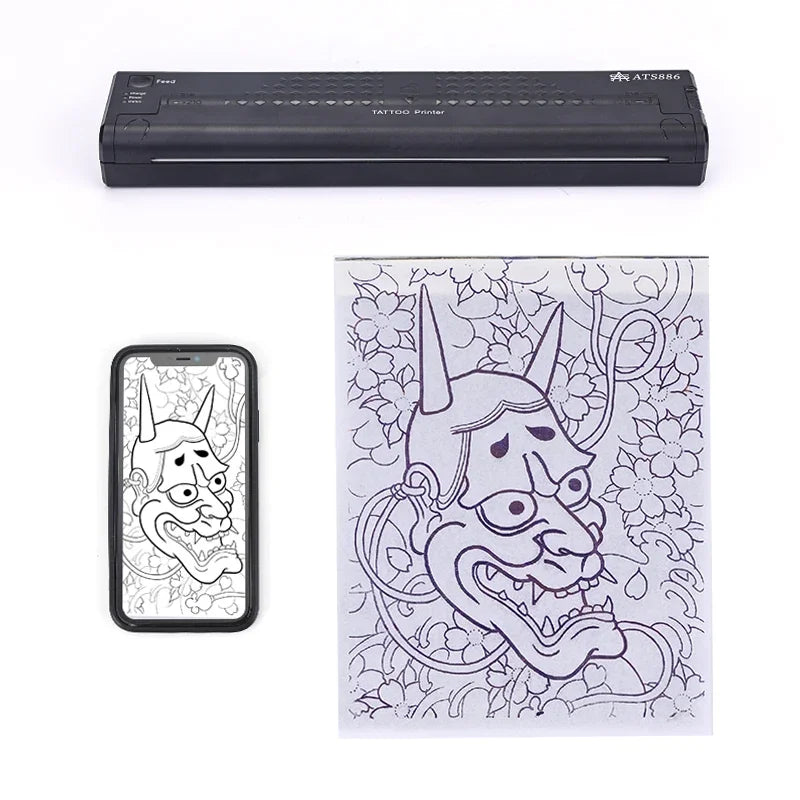 Portable Thermal Printer Bluetooth Wireless Tattoo Transfer Machine Line Drawing Photo Stencil Maker Copier Printer For Body Art - Uknowucme