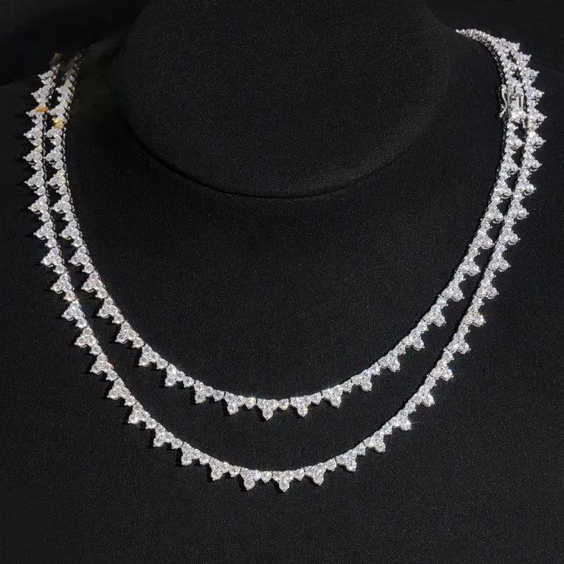 925 Silver 2.5MM Real Moissanite Tennis Necklace 3 Prong Hiphop Jewelry Bling Diamond Link Chain Necklaces Women Men Pass Tester - Uknowucme