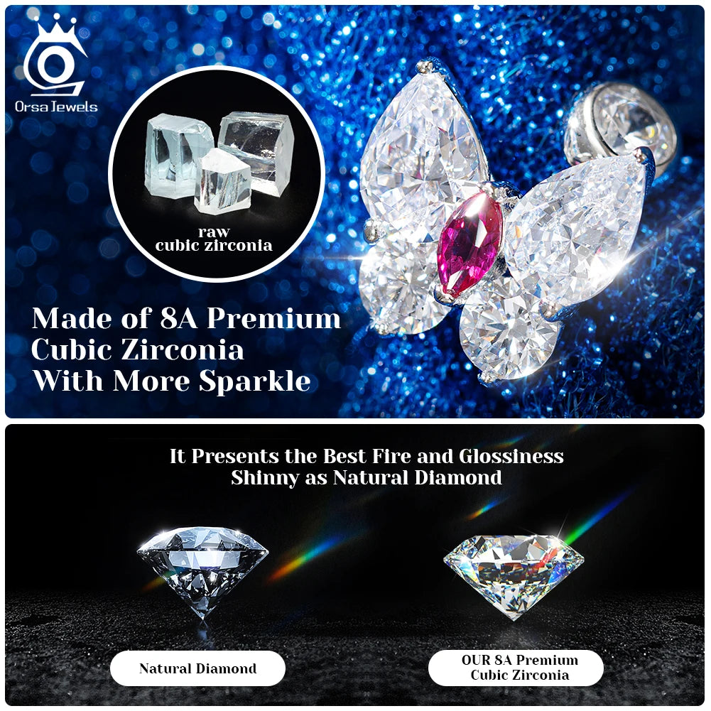 ORSA JEWELS Exquisite 925 Sterling Silver Zircon Earrings for Women Shiny 8A Premium Cubic Zirconia Earrings Party Jewelry LZE03 - Uknowucme