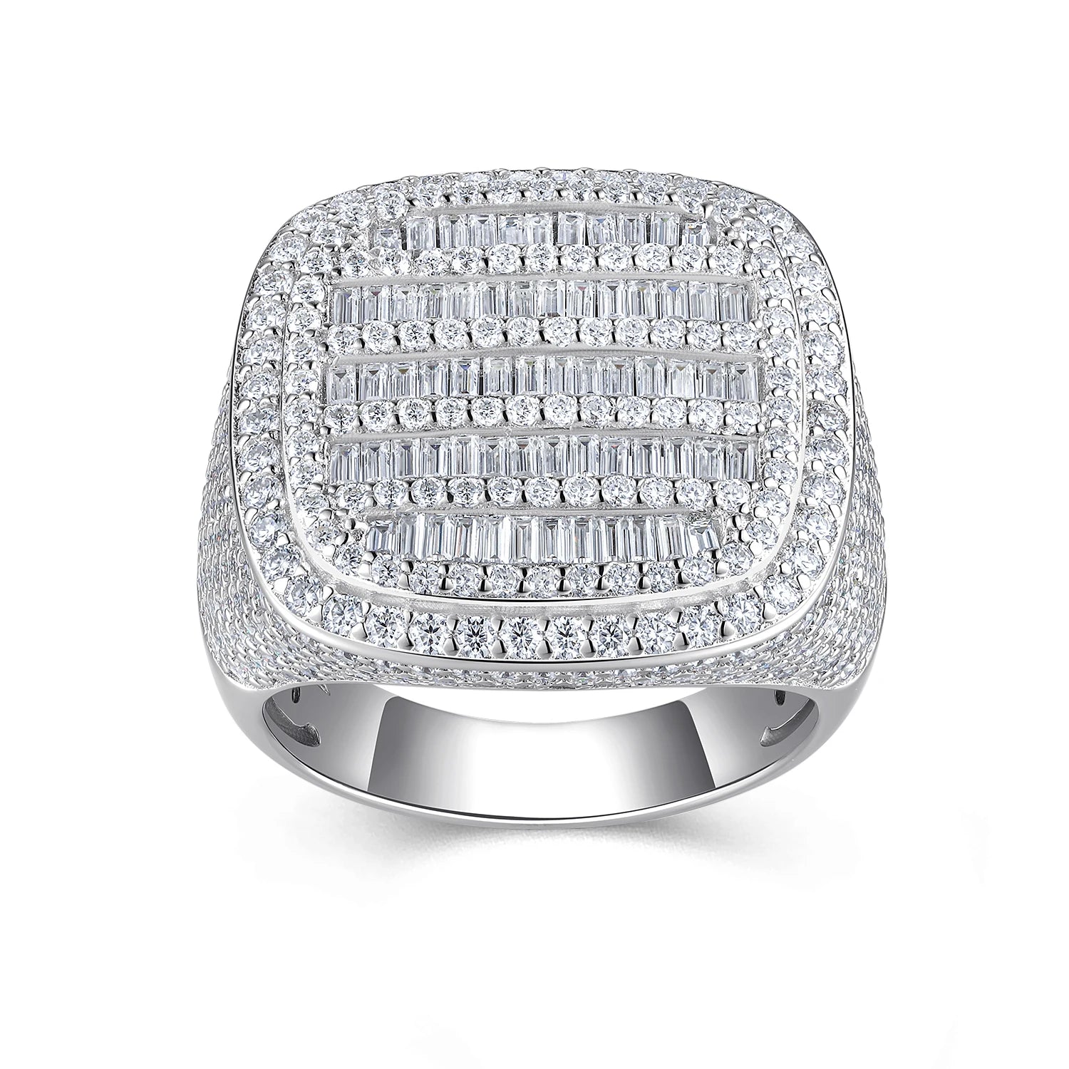 JIUZUAN Moissanite Ring 925 sterling silver 18K gold plated Elegant pave design Suitable for men GRA certificate included. - Uknowucme
