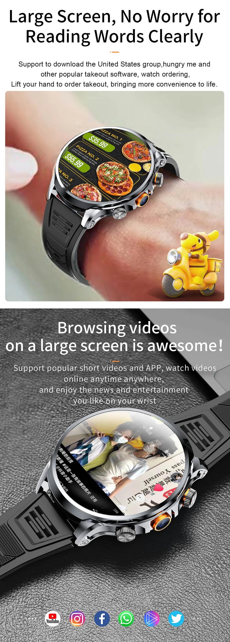 2025 NEW Smart Watch 4G Android 1.95 inch IPS 360*360 Screen With 200W Camera GPS WIFI 32GB ROM Smartwatch With 1100Mah Battery - Uknowucme