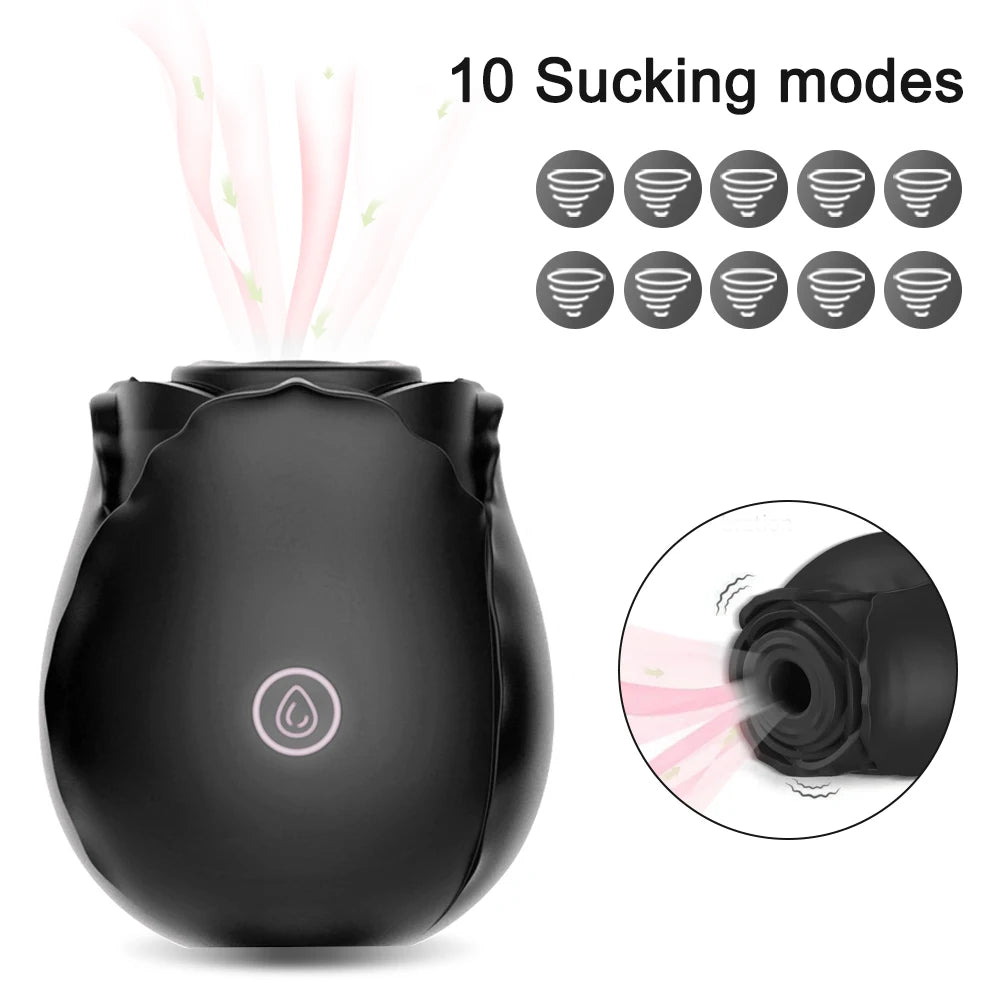 Rose Sucking Vibrator Women Masturbator Nipple Penetration Vagina Vibrator Sucker Dildo Masturbators 2 in 1 Sexy Shop Products