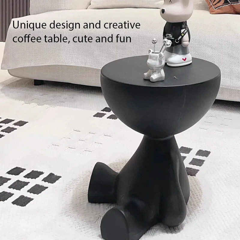 Modern Creative Bear-Shaped Plastic Nightstand Multi-Functional Bedside Table Easy Assembly for Living Room and Bedroom Storage