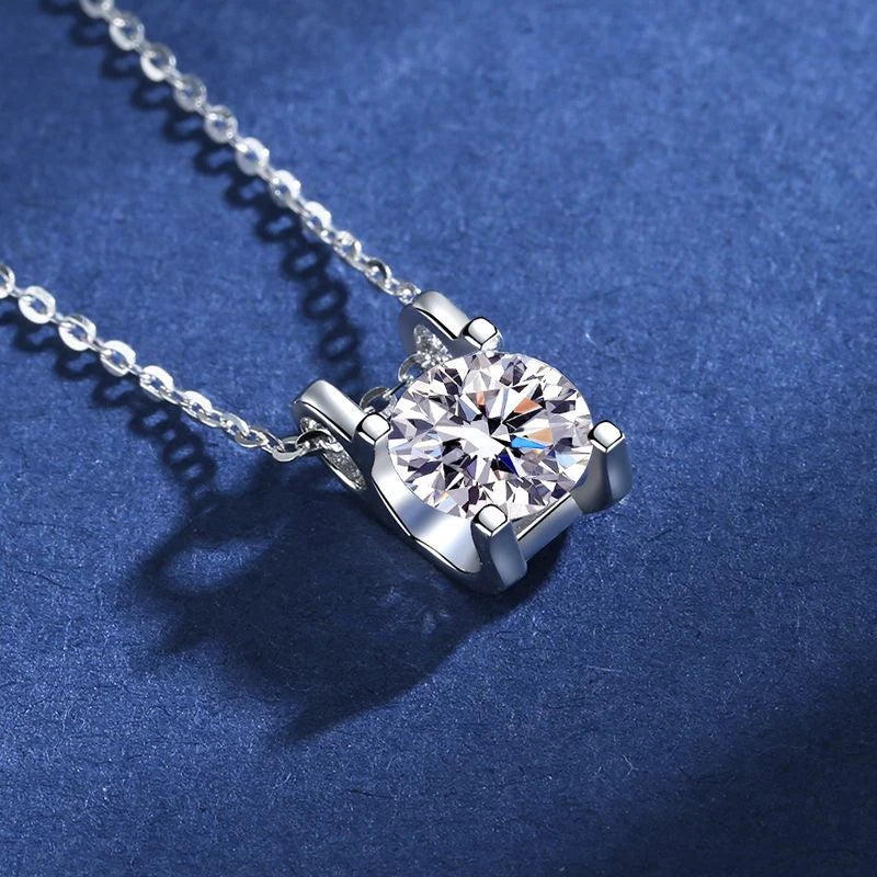925 Sterling Silver Necklace Pendant 100% Real Moissanite For Women Fashion Clavicle Chain Necklaces Wedding Party Jewelry Gift - Uknowucme