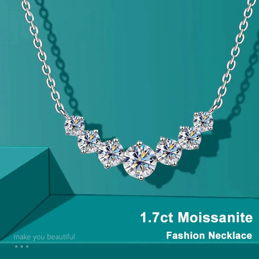 Moissanite Necklace For Woman Wedding Fine Jewely With Certificates 925 Sterling Sliver Plated 18k White Gold Necklace - Uknowucme