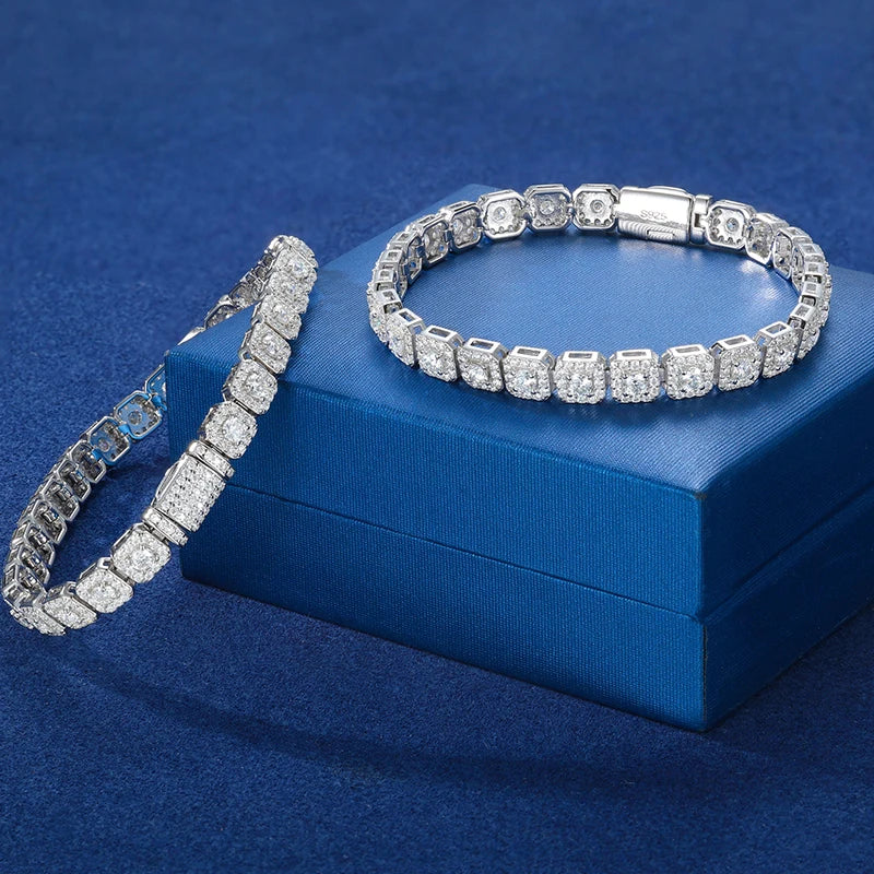 6mm Moissanite Tennis Bracelet Chain for Women Man GRA Diamond Original 925 Sterling Silver Link Bracelets Wedding Party Jewelry - Uknowucme