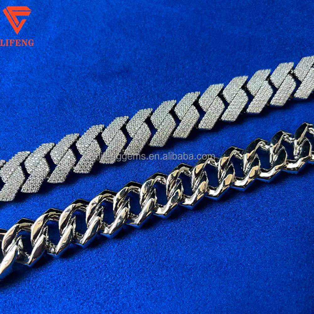 Lifeng Jewelry Vvs Moissanite 18mm Cuban Chain Vvs Moissanite Cuban Chain Hip Hop Necklace Iced Out Diamond Cuban Chain