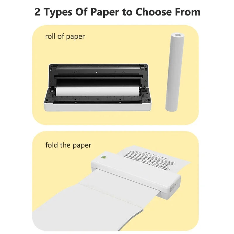 Portable A4 Thermal Printer Bluetooth Photo PDF Excel Word Document Printing Machine Wrong Question Print for Office Home School - Uknowucme