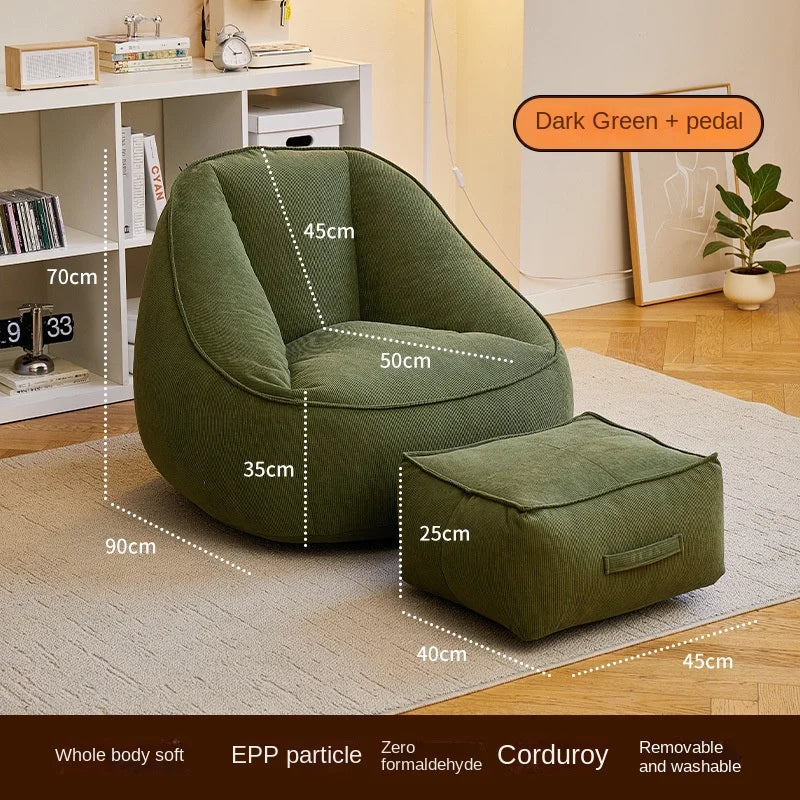 X&D Bean Bag Lazy Corduroy Comfortable Sofa Single Bed Tatami Bedroom Balcony Casual Lightweight Small Sofa Living Room 2024 New - Uknowucme